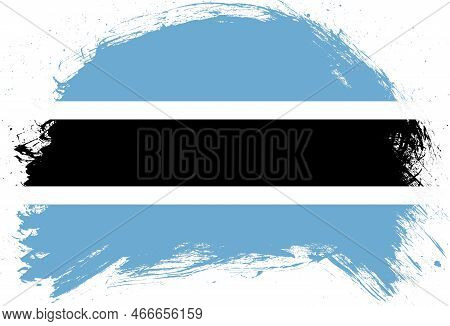 Distressed Stroke Brush Painted Flag Of Botswana On White Background