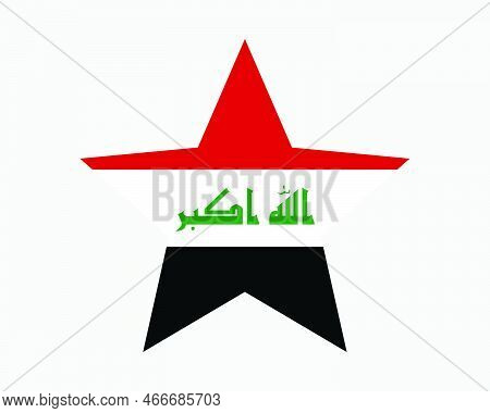 Iraq Star Flag. Iraqi Star Shape Flag. Republic Of Iraq Country National Banner Icon Symbol Vector F