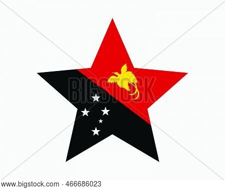 Papua New Guinea Star Flag. Papua New Guinean Star Shape Flag. Papuan Country National Banner Icon S