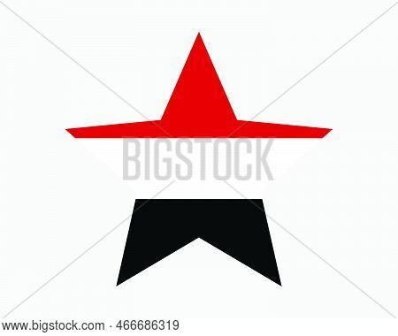 Yemen Star Flag. Yemeni Yemenite Star Shape Flag. Republic Of Yemen Country National Banner Icon Sym