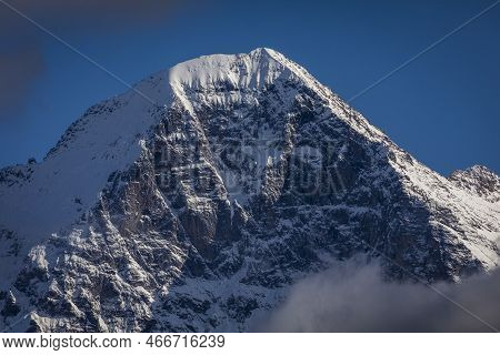 Misty Eiger Mountain, Bernese Swiss Alps, View From Schynige Platte, Switzerland