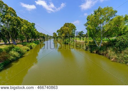 View Of The Yarkon River, And Trees, In The Yarkon Park, Tel-aviv, Israel