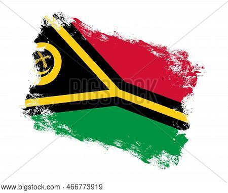 Stroke Brush Painted Flag Of Vanuatu On White Background