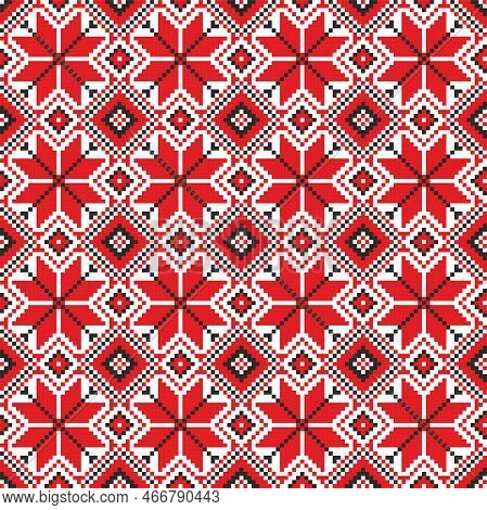 Vector Seamless Ukrainian National Pattern. Embroidery Pattern. Cross-stitch Drawing. Slavic Ornamen
