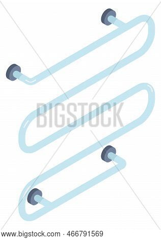 Heated Towel Rail Isometric Icon. Bathroom Pipe