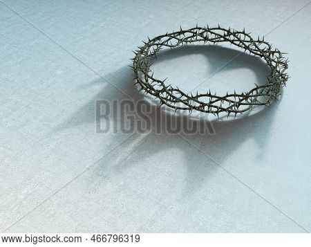 An Ambiguity Concept Of Branches Of Thorns Woven Into A Crucifixion Crown And Casting A Shadow Of A 
