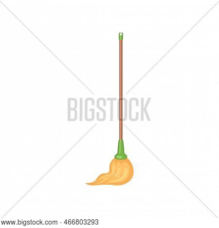 Cartoon Mop Isolated On White. Cleaning Tools For Housework. Vector Illustration Of Plastic Housekee