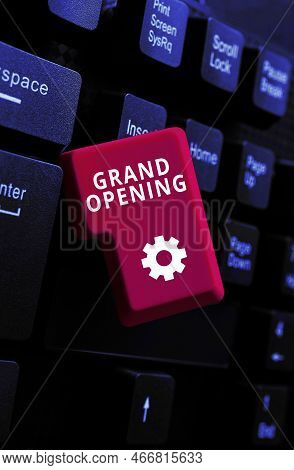 Conceptual Caption Grand Opening. Concept Meaning Ribbon Cutting New Business First Official Day Lau