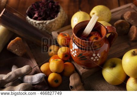Ponche De Frutas Navideño. In Mexico, Christmas Fruit Punch Is A Hot Fruit-infused Drink, Traditiona
