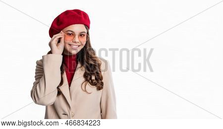 Stylish Teen Girl Isolated On White Background With Copy Space. Stylish Teen Girl In Studio.