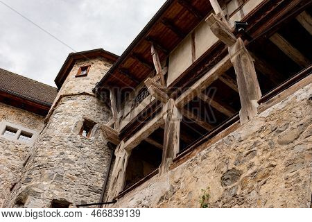 Balzers, Liechtenstein, June 5, 2022 Historic Old Gutenberg Castle On A Cloudy Day