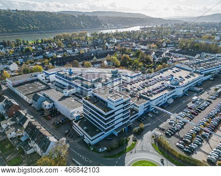 Koblenz Germany 02.11.2022 Aerial View Of Stabilus Headquarter And Factory In Koblenz You Can Also S