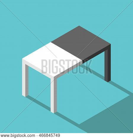 White And Black Negotiating Table. Opposite Opinions, Negotiation, Problem, Communication, Diplomacy