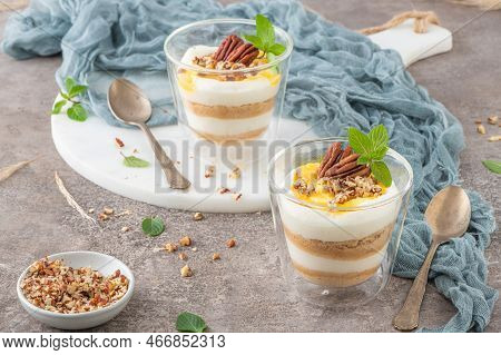 Natas Do Ceu Is A Traditional Portuguese Dessert Made With Cream, Eggs And Biscuits Decorated With P
