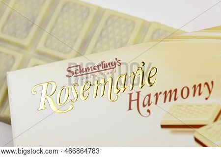 Kharkiv, Ukraine - November 3, 2021: Schmerlings Rosemarie Harmony White Chocolate - Premium Swiss W