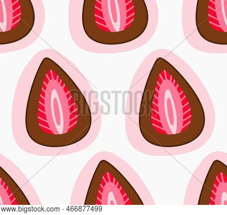 Strawberry Daifuku Mochi Seamless Pattern Background With Traditional Japanese Fruit Rice Cake Desse