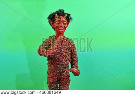 Figure Of Krampus Or Devil. Central European Tradition. The Krampus Or Devil Is In The Tradition Of 