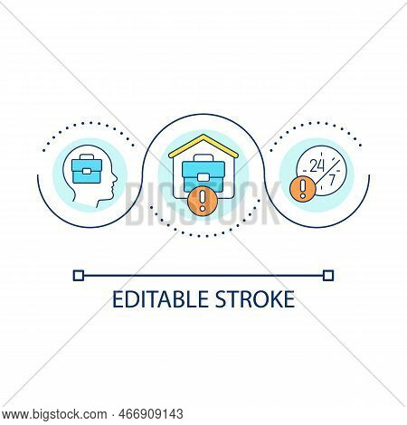 Home Office Inconvenience Loop Concept Icon. Freelance Job. Overworking Hours. Lack Of Personal Time