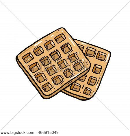 Hand Drawn Outline Waffles Sign Vector Art Illustration.