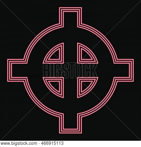 Neon Celtic Cross White Superiority Red Color Vector Illustration Image Flat Style Light