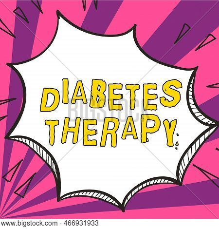 Hand Writing Sign Diabetes Therapy. Business Overview Aim To Achieve Lower Average Blood Glucose Res