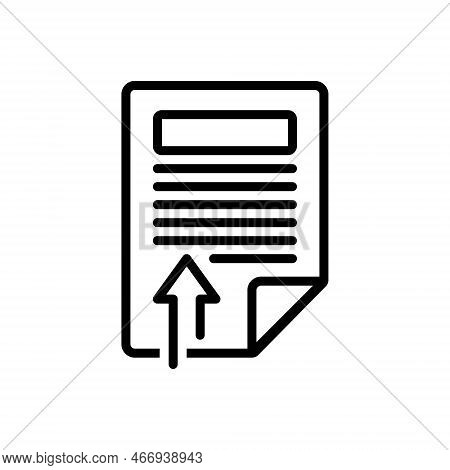 Black Line Icon For Context Theme Topic Reference Text Thesis Template Journal Note Paper Transcript