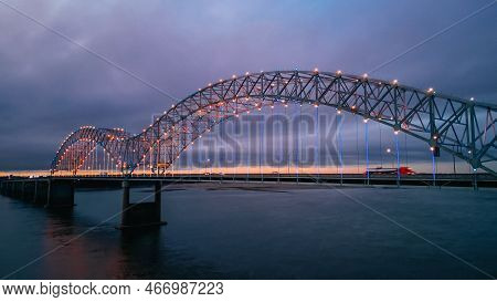 Hernando Do Soto Bridge In Memphis Over River Mississippi - Memphis, Tennessee - November 07, 2022