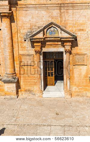 Monastery (friary) In Messara Valley At Crete, Greece. Messara - Is  Largest Plain In  Island Crete