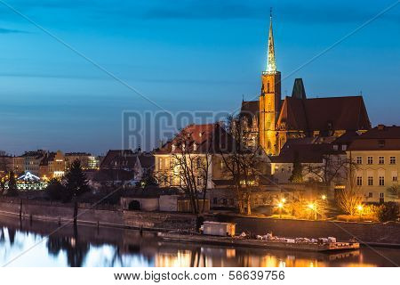 Cathedral Island In The Evening Wroclaw, Poland