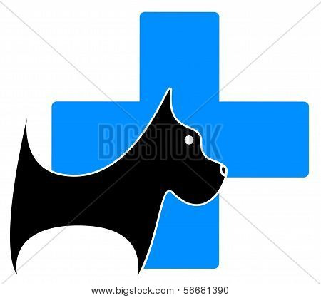 icon with dog and blue medical cross