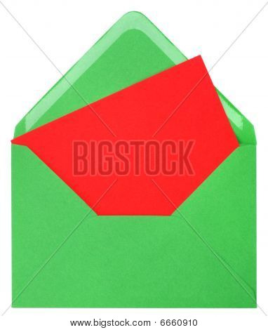 Busta verde con carta isolata On White Background