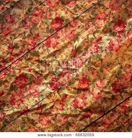 Vintage Red Roses On A Background Of Wood