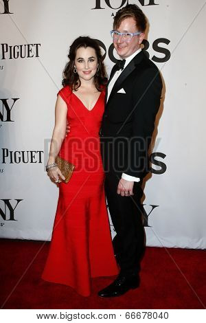 NEW YORK-JUNE 8: Actress Lauren Worsham (L) and husband Kyle Jarrow attend American Theatre Wing's 68th Annual Tony Awards at Radio City Music Hall on June 8, 2014 in New York City.