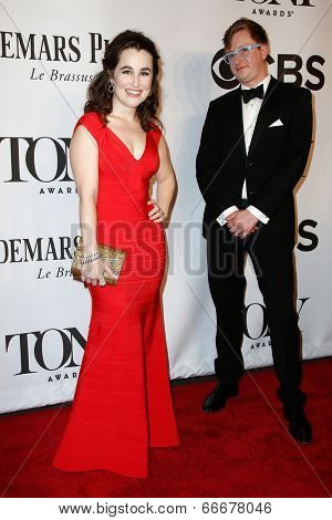 NEW YORK-JUNE 8: Actress Lauren Worsham (L) and husband Kyle Jarrow attend American Theatre Wing's 68th Annual Tony Awards at Radio City Music Hall on June 8, 2014 in New York City.
