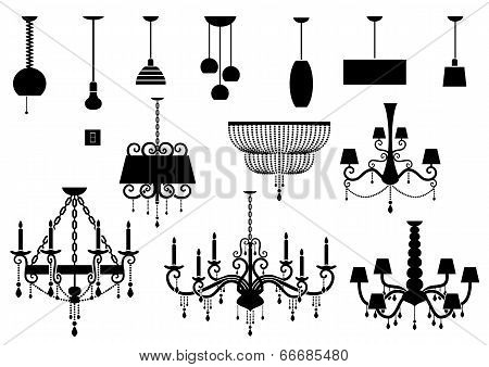 Sets of silhouette Chandelier and lamp