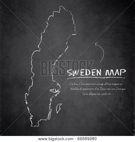 Sweden map blackboard chalkboard vector