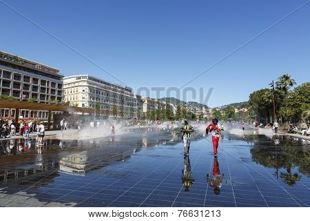 Fountain At Promenade Du Paillon, Nice