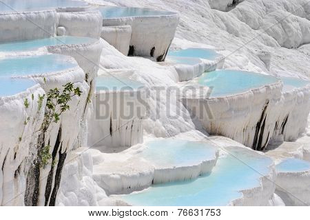 Travertine pools and terraces in Pamukkale, Turkey