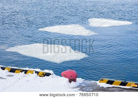 Breaking Spring Ice Floe Of Japanese Sea
