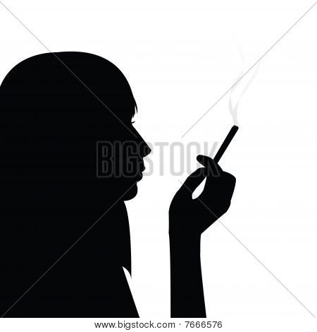 Smoking Girl Black Silhouette