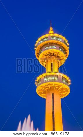 Banhan Chaemsai Tower In Suphanburi City,  Suphan Buri Province. Thailand.