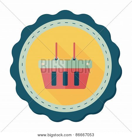 Shopping Basket Flat Icon With Long Shadow,eps10