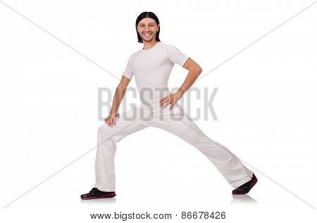 A man in white sportswear isolated on white