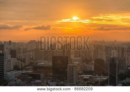 Skysrapers in Singapore during night hours