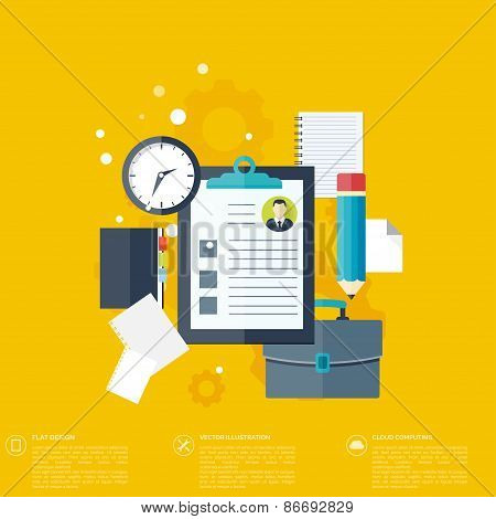 Flat background with papers.Temwork concept. Global communication and working expierence. Business,