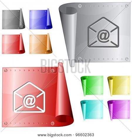 mail at-sign. Vector metal surface.