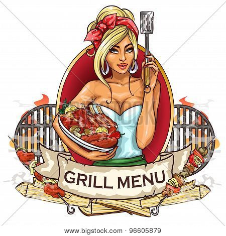 BBQ Grill Party label design