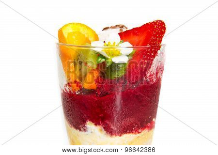 Mixed Ice Cream With Fruits Isolated .