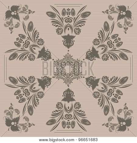 vintage seamless pattern with floral ornament