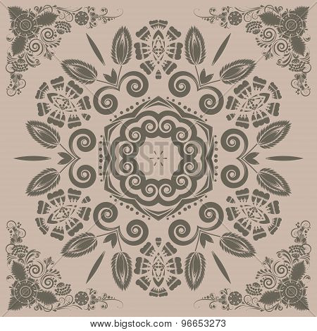 vintage seamless pattern with floral ornament
